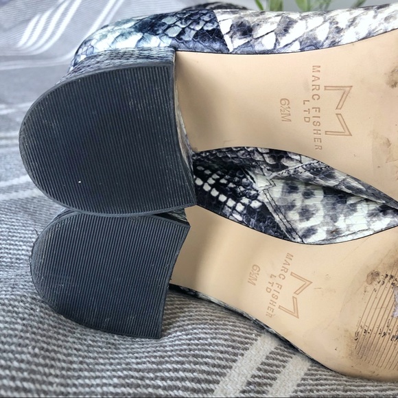 MARC FISHER Jarli Snake Print Leather Heeled Booties - Picture 11 of 13